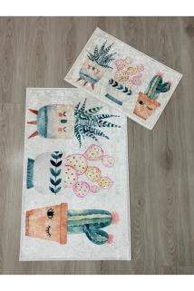 Sevimli Kaktüsler 2'li Banyo Paspası