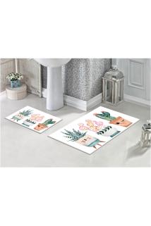 Sevimli Kaktüsler 2'li Banyo Paspası
