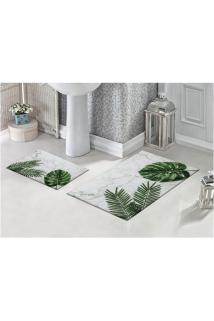 Tropikal Yapraklar 3d Desenli Banyo Paspası