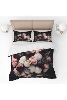 Renkli Gül Demeti 3d Desenli Dijital Baskılı Nevresim Takımı