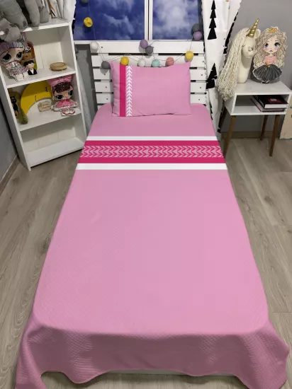 Pembe Defne Tek Kişilik Pike ve Yastık Kılıfı