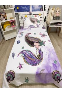 Sevimli Denizkızı Tek Kişilik Pike ve Yastık Kılıfı