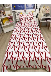 Tek Kişilik ROMANTİK KIRMIZI Kalpli pike takımı