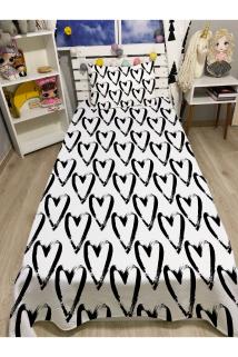 Tek Kişilik ROMANTİK SİYAH Kalpli pike takımı