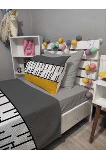 4 parça HARDAL PİYANO (%100 pamuk 120X200 lastikli çarşaflı) Tek Kişilik Pike yatak örtüsü takımı