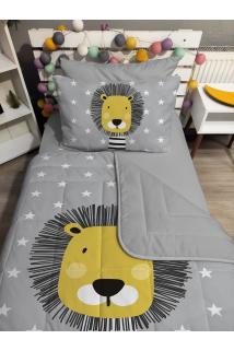 Kapitone Gri Aslan 4parça(%100PAMUK 100X200 LASTİKLİ ÇARŞAFLI)tek Kişilik Yatak Örtüsü Takımı