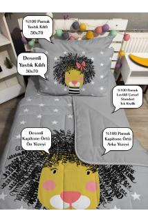 Kapitone Dişi Aslan 4parça(%100PAMUK 100X200 LASTİKLİ ÇARŞAFLI)tek Kişilik Yatak Örtüsü Takımı