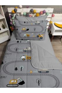 Kapitone Gri Kepçe 4parça(%100PAMUK 100X200 LASTİKLİ ÇARŞAFLI)tek Kişilik Yatak Örtüsü Takımı