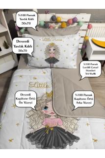 Kapitone Bej Pirencess 4parça(%100PAMUK 100X200 LASTİKLİ ÇARŞAFLI)tek Kişilik Yatak Örtüsü Takımı