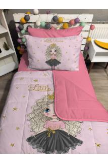 Kapitone Pembe Pirencess 4parça(%100PAMUK 100X200 LASTİKLİ ÇARŞAFLI)tek Kişilik Yatak Örtüsü Takımı