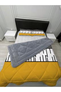 Welsoft Pofuduk Çift Taraflı PİYANO Desenli Çift Kişilik Yorgan Uyku Seti