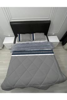 Welsoft Pofuduk Çift Taraflı DEFNE Desenli Çift Kişilik Yorgan Uyku Seti