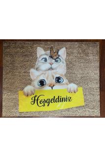 Hoşgeldiniz Sevimli Kediler Kapı Önü Paspası