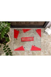 Geometrik Welcome Yazılı Kapı Önü Paspası