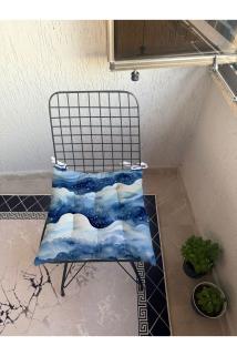 9 Puntalı Deniz Temalı Desenli POFUDUK Salon Balkon Bahçe Mutfak Sandalye Minderi