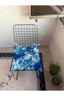 9 Puntalı Deniz Temalı Desenli POFUDUK Salon Balkon Bahçe Mutfak Sandalye Minderi