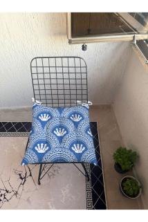 9 Puntalı Deniz Temalı Desenli POFUDUK Salon Balkon Bahçe Mutfak Sandalye Minderi