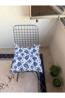 9 Puntalı Deniz Temalı Desenli POFUDUK Salon Balkon Bahçe Mutfak Sandalye Minderi
