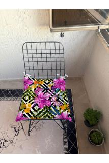 9 Puntalı Şık ÇİÇEKLİ Desenli POFUDUK Salon Balkon Bahçe Mutfak Sandalye Minderi