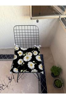 9 Puntalı Şık ÇİÇEKLİ Desenli POFUDUK Salon Balkon Bahçe Mutfak Sandalye Minderi