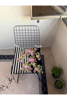 9 Puntalı Şık ÇİÇEKLİ Desenli POFUDUK Salon Balkon Bahçe Mutfak Sandalye Minderi
