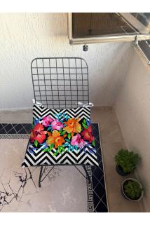 9 Puntalı Şık ÇİÇEKLİ Desenli POFUDUK Salon Balkon Bahçe Mutfak Sandalye Minderi