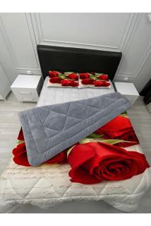 Welsoft Pofuduk Çift Taraflı GÜLLER  Desenli Çift Kişilik Yorgan Uyku Seti