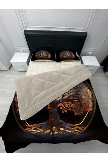 Welsoft Pofuduk Çift Taraflı YAŞAM AĞACI  Desenli Çift Kişilik Yorgan Uyku Seti