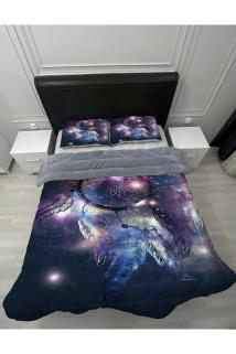 Welsoft Pofuduk Çift Taraflı DÜŞ KAPANI Desenli Çift Kişilik Yorgan Uyku Seti