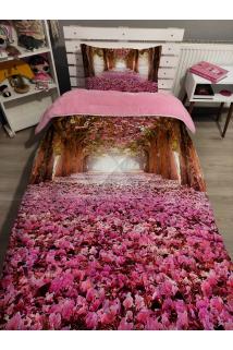 Welsoft Pofuduk Çift Taraflı AĞAÇLI YOLDesenli Tek Kişilik Yorgan Uyku Seti