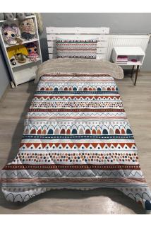 Welsoft Pofuduk Çift Taraflı ETNİK Desenli Tek Kişilik Yorgan Uyku Seti