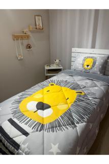 Welsoft Pofuduk Çift Taraflı SEVİMLİ KEDİ Desenli Tek Kişilik Yorgan Uyku Seti