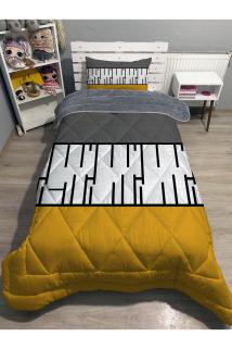 Welsoft Pofuduk Çift Taraflı PİYANO Desenli Tek Kişilik Yorgan Uyku Seti