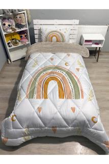 Welsoft Pofuduk Çift Taraflı GÖKKUŞAĞI Desenli Tek Kişilik Yorgan Uyku Seti