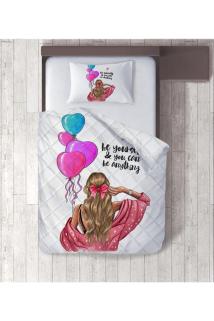Balonlu Kız Dijital Baskılı Tek Kişilik Yorgan Set