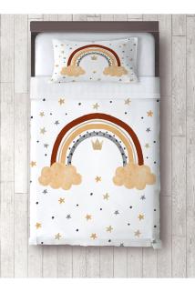 Pastel Kahverengi Gökkuşağı Tek Kişilik pike ve Yastık kılıfı