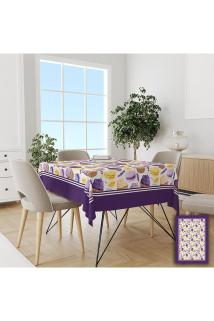 Mor Kenarlı Makaron Desenli Kolay Temizlenebilir Leke Tutmaz Dertsiz Masa Örtüsü