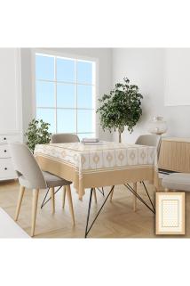 Gold Renk Geometri Desenli Kolay Temizlenebilir Leke Tutmaz Dertsiz Masa Örtüsü