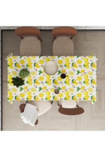 Yeşil Şeritli Limon Desenli Masa Örtüsü