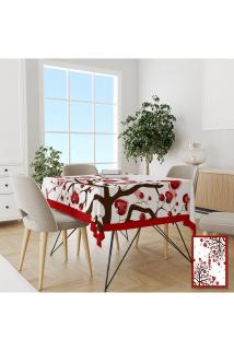Sevgililer Günü Temalı Kalpli Ağaç Desenli Masa Örtüsü