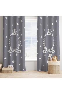 Taçlı Gri Fon Perde