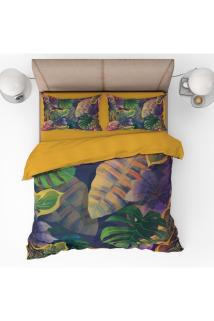 Renkli Yaprak Desenli 3d Dijital Baskılı Tek Kişilik Nevresim Takımı