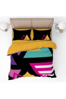 Renkli Geometri Desenli 3d Dijital Baskılı Tek Kişilik Nevresim Takımı