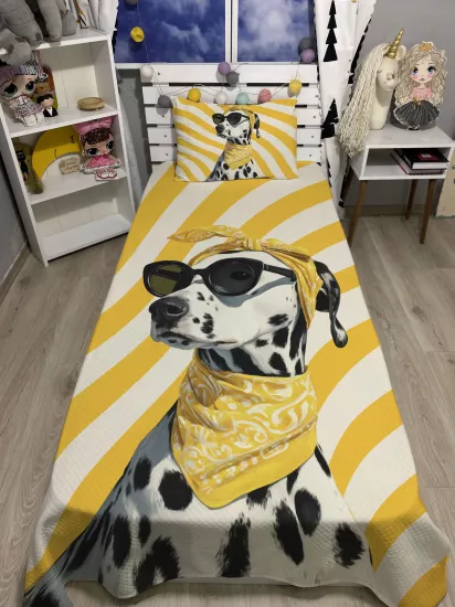 Zebra Dog Tek Kişilik Pike ve Yastık Kılıfı